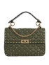 Rockstud Medium Spike Crossbody, &pound;450, Handbags, Green, Leather, Front view